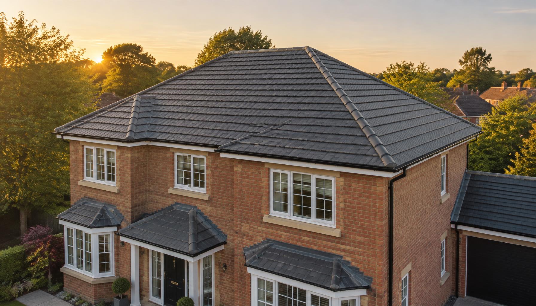 Detached house with a new tiled hip roof